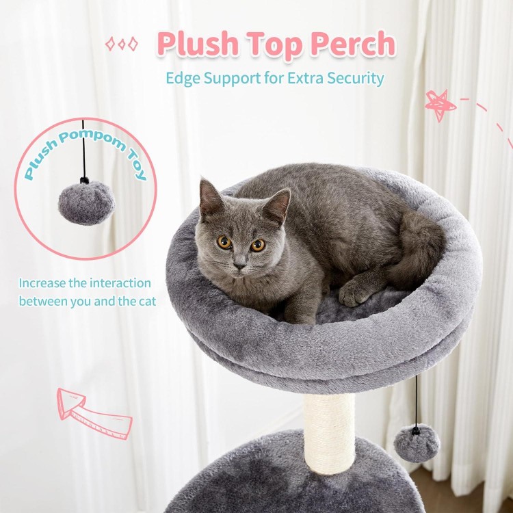 Made4Pets Cat Tree for Indoor Cats, 60.2 inch Large Cat Tower with Soft Hammock, 5-Level Tall Cat Condo, Sisal Scratch Posts, Pompoms, Carpet Covered Cat Climbing Furniture for Small Cats and Kittens