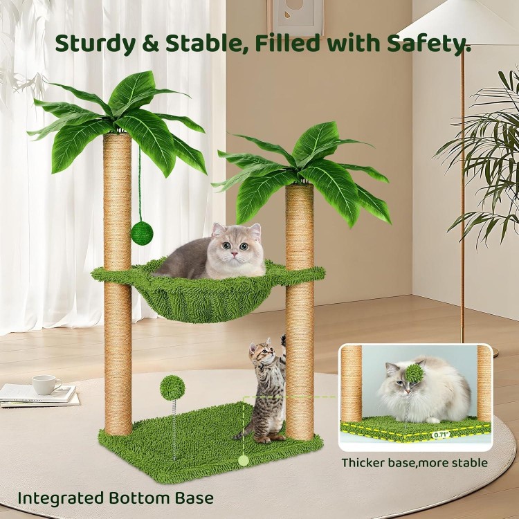 Dohump Cat Tree with Hammock and Premium Sisal Scratching Post,Activity Dangling Ball and Spring Ball for Indoor Kittens/Cats