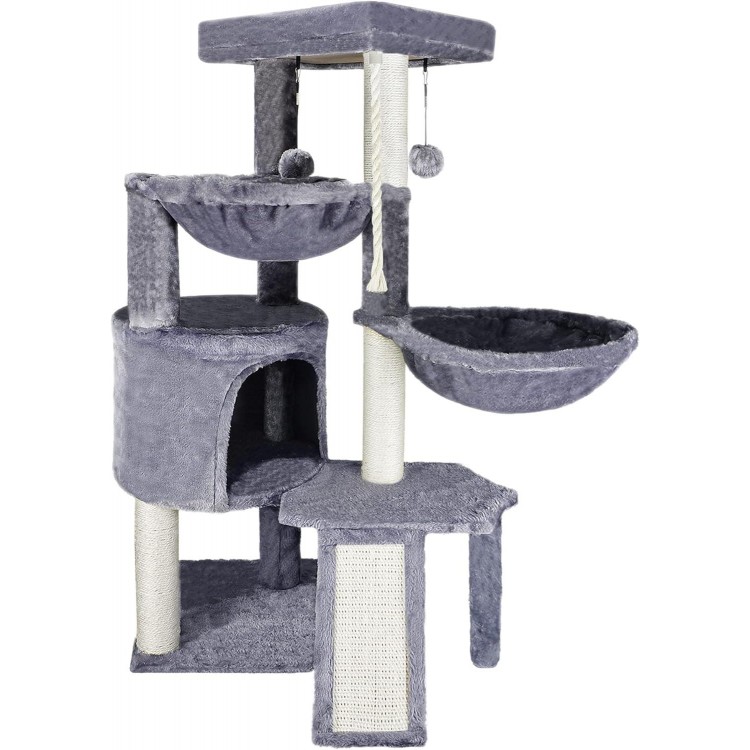 Xin Three Layer Cat Tree with Cat Condo and Two Hammocks,Grey