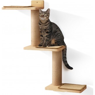 FUKUMARU Cat Wall Shelves, 3 in 1 Transformable Cat Scratching Post Wall Mounted, DIY Cat Wall Jungle and Cats Perch Platform Supplies, Suit for Cats Climb, Play, Nap, Scratch