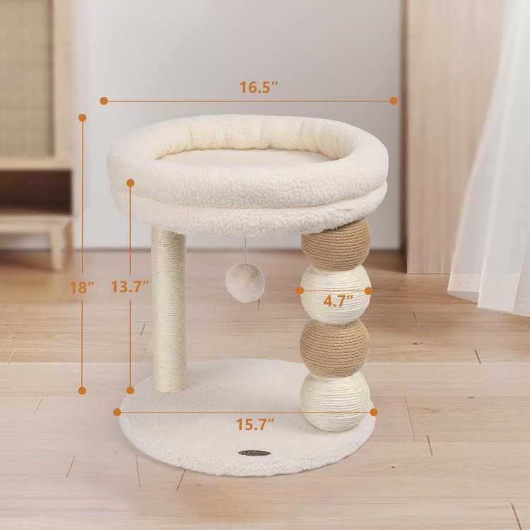 Small Cat Tree for Indoor Cats with Large Cozy Plush Top Perch, Natural Sisal Scratching Posts for Kittens and Cats