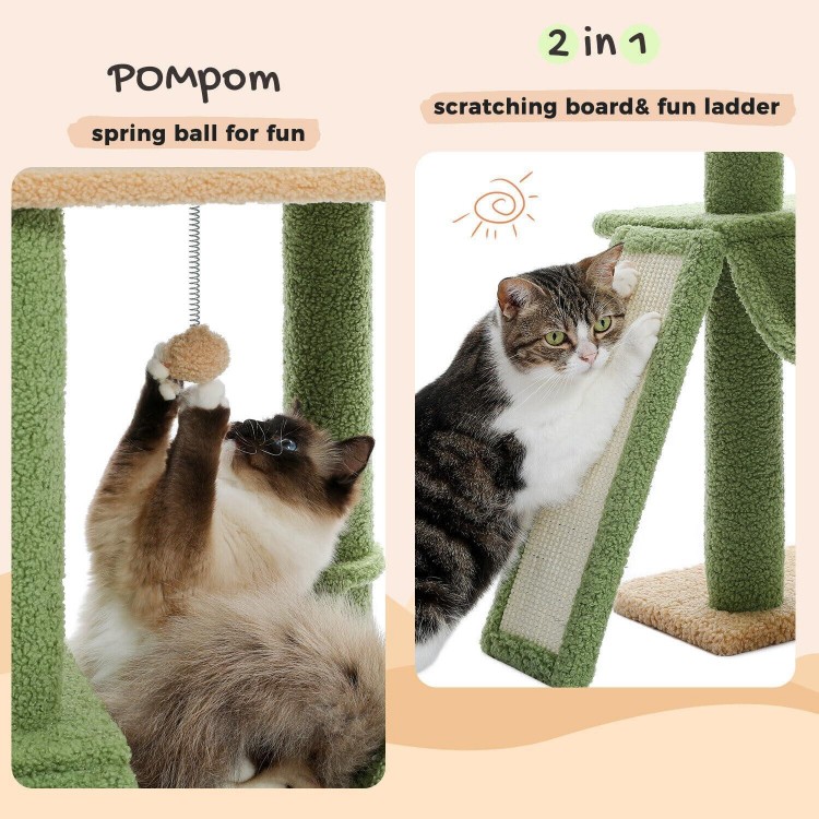 PAWZ Road Cactus Cat Tree Floor to Ceiling Cat Tower with Adjustable Height(85-112 Inches), 7 Tiers Climbing Activity Center with Cozy Hammocks, 5 Platforms and Scratching Posts for Indoor Cats