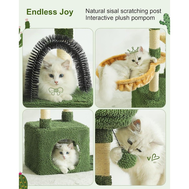 Youfirst Small Cat Tree, Cat Tower with Scratching Posts for Indoor Cats,Cat Condo with Hammock, Plush Perch, Cat Furniture Kittens Activity Center (Green)