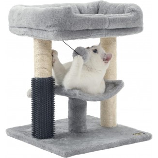 Hoopet cat Tree Tower,cat Scratching Post for Indoor Cats,Featuring with Super Cozy Perch,Cat Self Groomer and Interactive Dangling Ball Great for Kittens and Cats