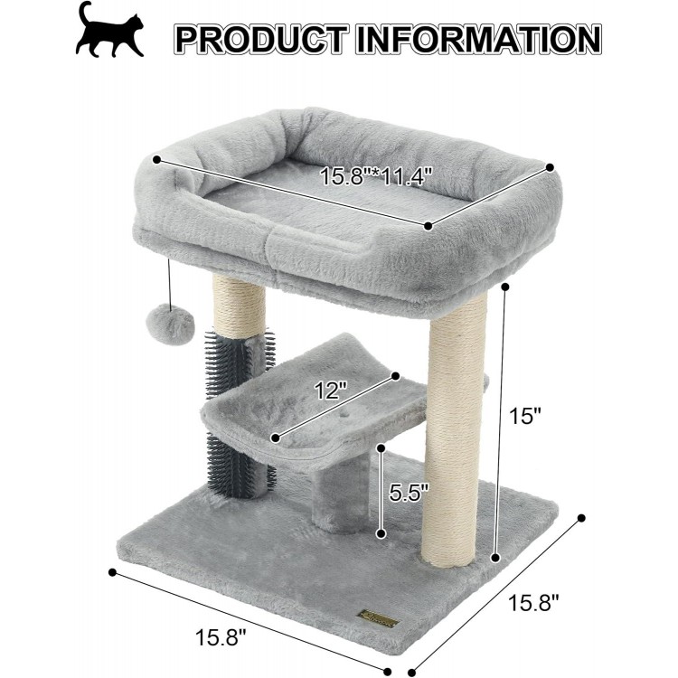 Hoopet cat Tree Tower,cat Scratching Post for Indoor Cats,Featuring with Super Cozy Perch,Cat Self Groomer and Interactive Dangling Ball Great for Kittens and Cats