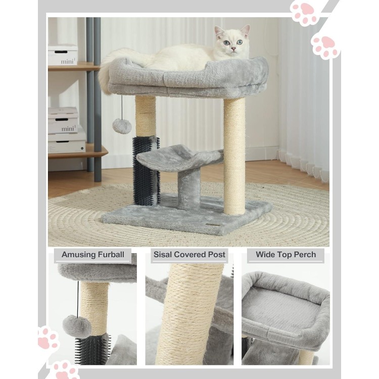 Hoopet cat Tree Tower,cat Scratching Post for Indoor Cats,Featuring with Super Cozy Perch,Cat Self Groomer and Interactive Dangling Ball Great for Kittens and Cats