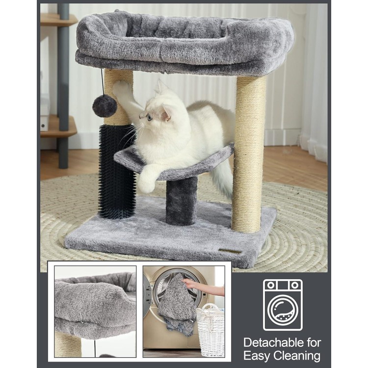 Hoopet cat Tree Tower,cat Scratching Post for Indoor Cats,Featuring with Super Cozy Perch,Cat Self Groomer and Interactive Dangling Ball Great for Kittens and Cats