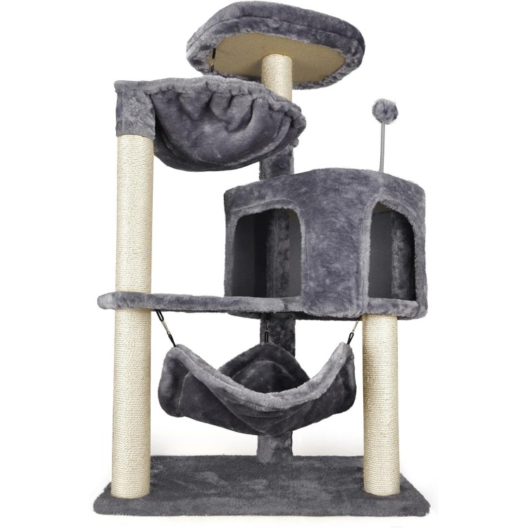 Newest Cat Tree with Cat Condo and Big Hammock, Grey