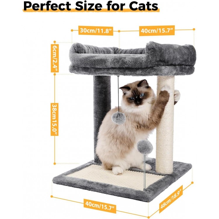 PAWZ Road Cat Scratching Post Bed, Featuring with Soft Perch Sisal-Covered Scratch Posts and Pads with Play Ball Great for Kittens and Cats