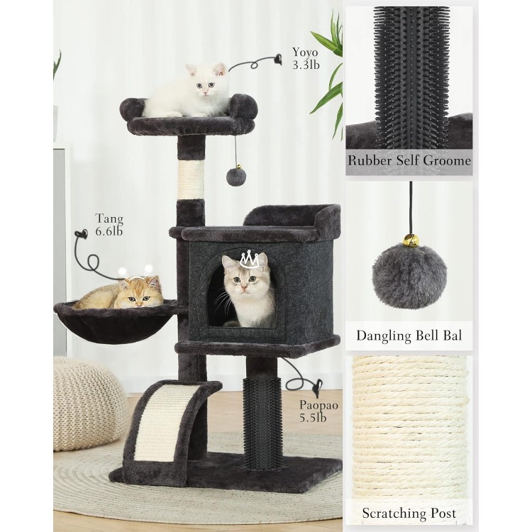 HOOPET Small Cat Tree 36.6 Inches Multi-Level Cat Tree, Cat Tower for Indoor Cats, Cat Condo with Sisal Scratching Post, Hammock, Plush Perch, Cat Furniture Activity Center for Cats, Kitten/Small Cats