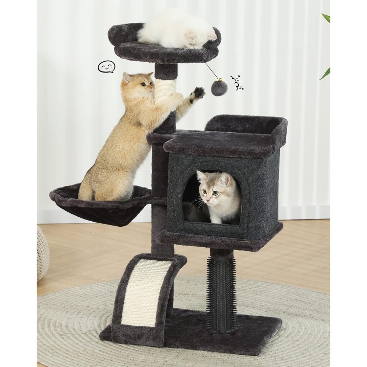 HOOPET Small Cat Tree 36.6 Inches Multi-Level Cat Tree, Cat Tower for Indoor Cats, Cat Condo with Sisal Scratching Post, Hammock, Plush Perch, Cat Furniture Activity Center for Cats, Kitten/Small Cats