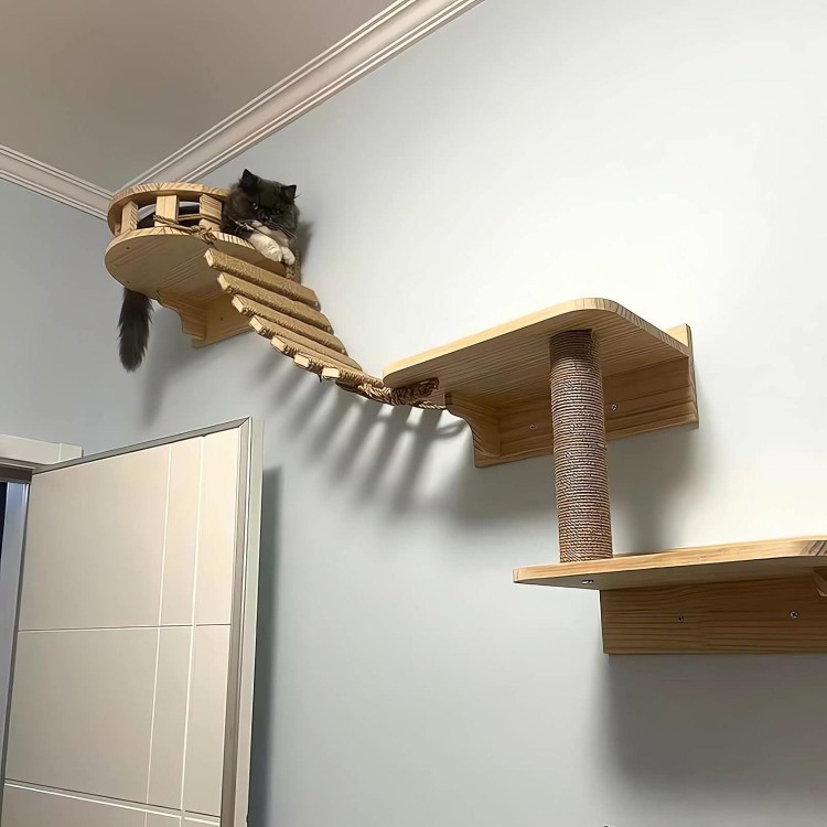 40in Cat Ladder, Sisal Rope Bridge, Climbing Frame Accessory, Cat Wall Steps, Furniture Shelves Walkways Tower Indoor Outdoor