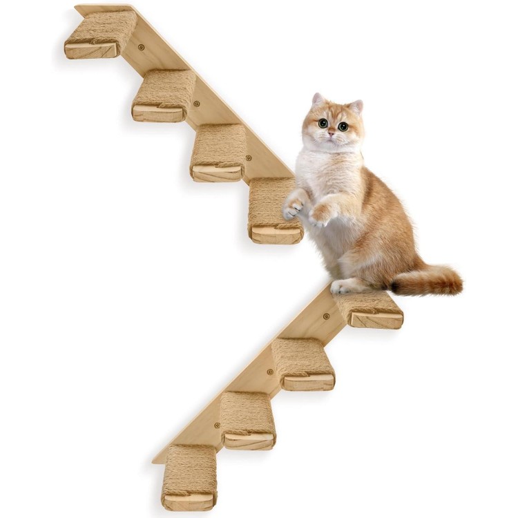 2 Pack 4 Steps Cat Wall Shelves Cat Stairs for Wall,Cat Climbing Shelf with Sisal Rope for Scratching.A Stronger Cat Wall Steps Cat Ladder Furniture ＆ cat Tree Supplies