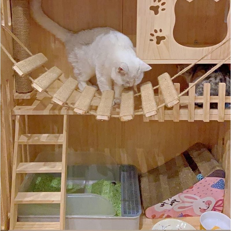 Cat Climbing Frame Bridge Cat Ladder Use for Cat Cage Pet Furniture Cat Step Scratcher Post Kitten Toys Cat Tree Tower Cat Bridge