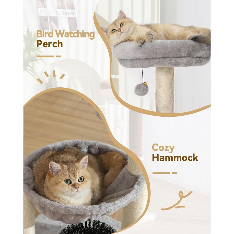 HOOPET Cat Tree Tower for Indoor Cats,27.8 Inches Multi-Level Cat Tree with Scratching Posts Plush Basket & Perch for Play Rest, Cat Activity Tree with Dangling Ball for Kittens/Small Cats