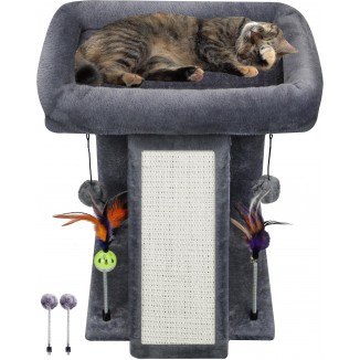 TWDEPART Cat Tree Tower with Cat Scratching Post for Indoor Cats,Activity Centre Climbing Tree Cat Furniture with Playful Toy Balls,Grey