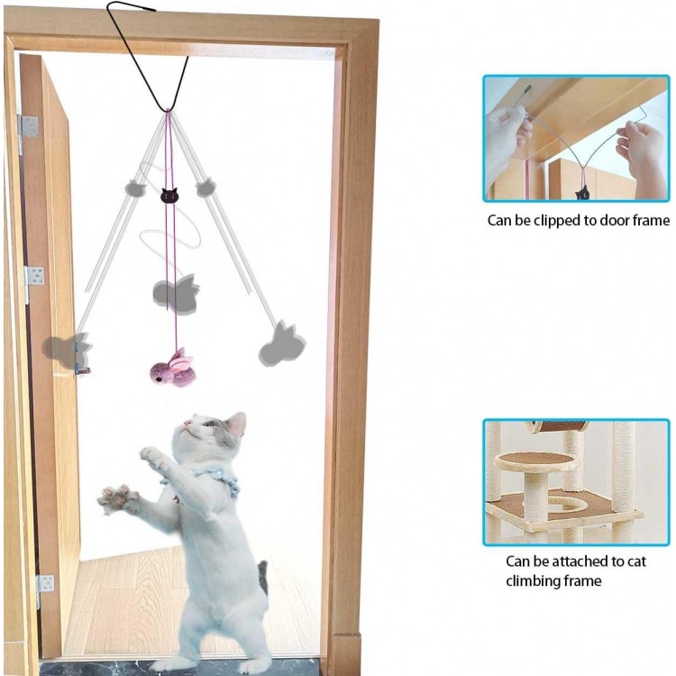 Cat Toys Interactive for Indoor Cats,2PCS Retractable Cat Wand Toys,9PCS Teaser Toys&1PCS Hanging Door Lure Cat Toy,Interactive Feather Toy for Teaser Play and Chase Exercise with Kitten