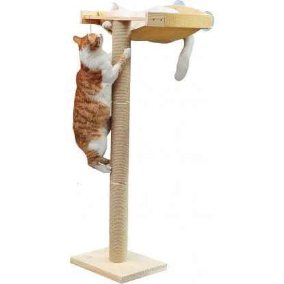 Cat Window Perch with Scratching Posts,Inside Cats Window Bed,46 Climbing Tree Hammmock Mounted with Suction Cups for Sleeping,Playing and Watching Birds