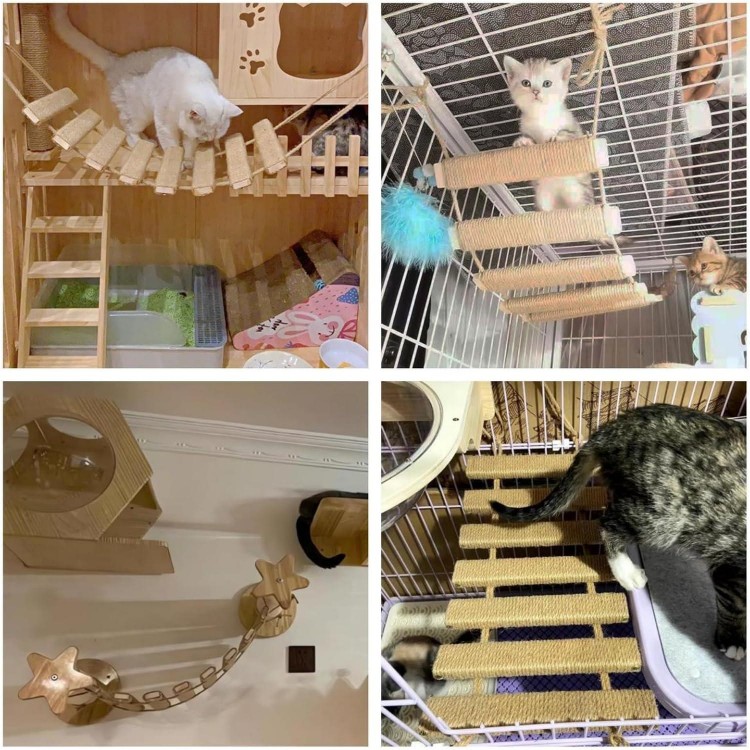 Cat Ladder Cat Tree Tower Bridge Cat Climbing Wall Scratching Post Cat Cage Accessories Outdoor Cat Furniture Climbing Frame Cat Toys for Indoor Cats…