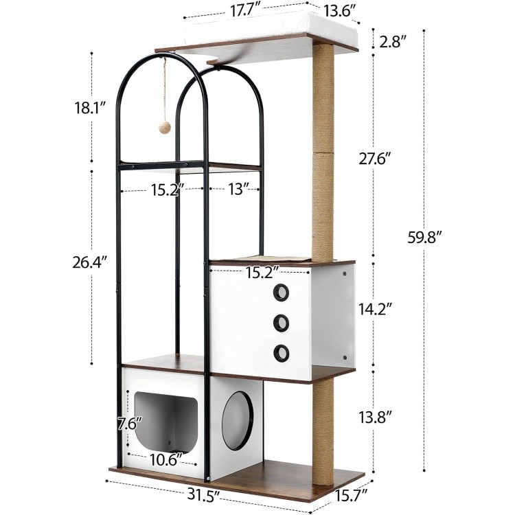 Cat climbing frame,Cat Tree,Modern Cat Tower, Multi-Level Cat Condo with 1 Caves,2 Scratching Posts,Perch,for Indoor Cats