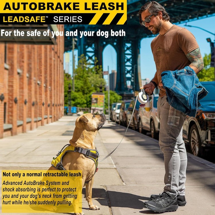 Fida AutoBrake Retractable Dog Leash. Advanced Patented Design for Dog Pulling, 16 ft Heavy Duty No Pull Pet Walking Leash for Extra Large Breeds. Tangle Free, Soft Grip, X-Large Size.