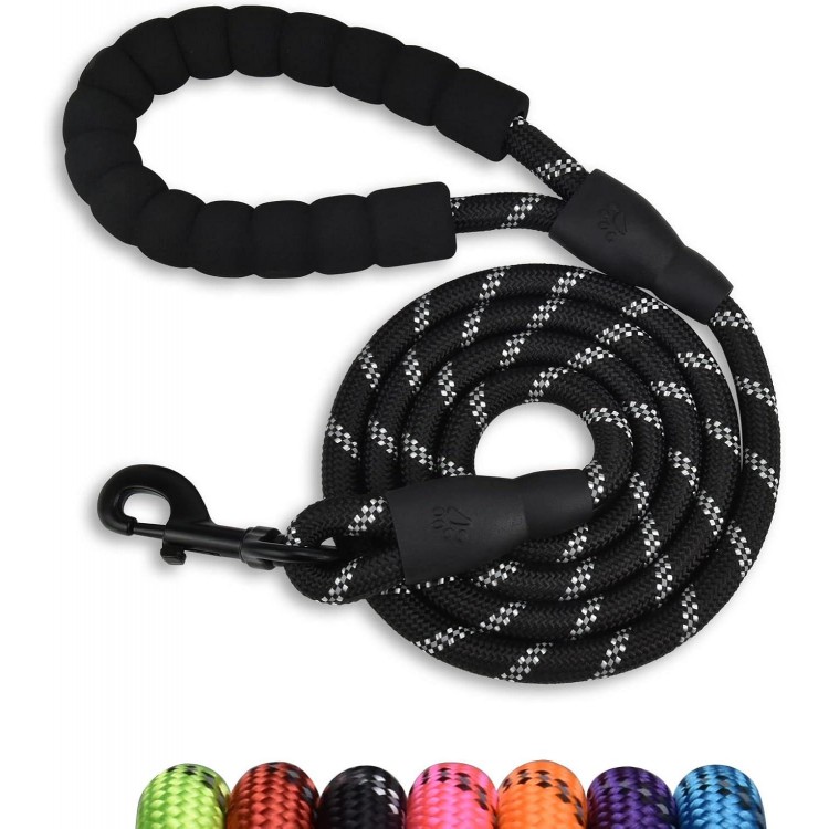 5/6 FT Strong Pet Dog Leash with Soft Padded Handle,Highly Reflective Rope for Night Walking,360-Degree Rotating Metal Buckle Without Tangles,Suitable for Small,Medium and Large Dogs.(5ft)