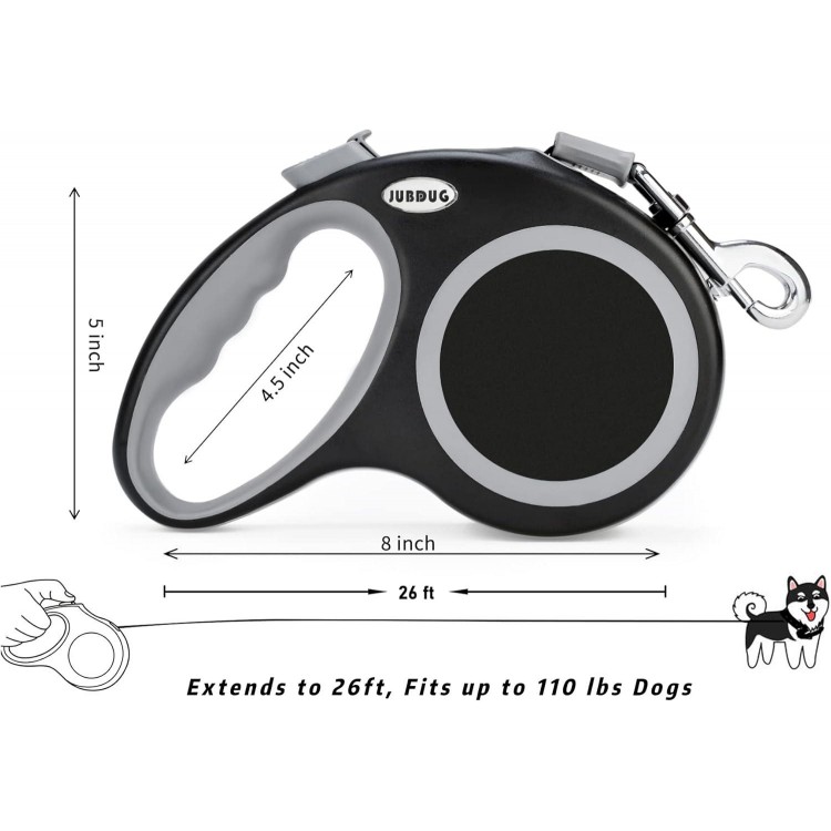 Retractable Dog Leash, 26 Feet Dog Leash for Small to Large Dogs up to 110lbs,Heavy Duty Design with Anti-Slip Handle, One-Handed Quick-Lock Braking System.