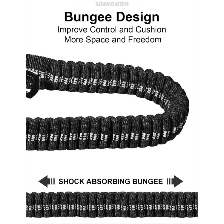 Heavy Duty Dog Leash, 4-6FT Shock Absorbing Tactical Dog Leash with 2 Padded Handles, Advanced Easy Metal Clip, No Pull Reflective Dog Leash for Medium Large Dogs That Pull (Black)