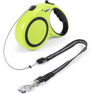 30FT Retractable Dog Leash 30 FT，360° Tangle-Free Dog Walking Leash forMedium and Large Dogs up to 77 lbs one-Hand Brake, one-Button Pause, Lock（Green）