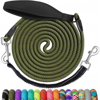 NTR Dog Leash for Large Dogs, 30FT Long Dog Leash with Swivel Hooks & Ergonomic Padded Handle, Detachable Bungee Training Lead for Walking, Hunting, Camping for Small Medium Large Dog