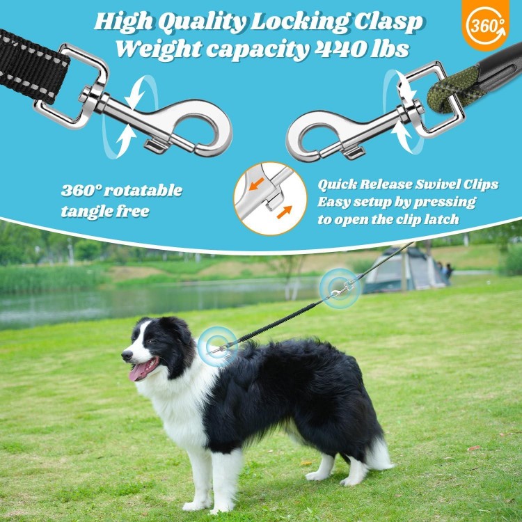 NTR Dog Leash for Large Dogs, 30FT Long Dog Leash with Swivel Hooks & Ergonomic Padded Handle, Detachable Bungee Training Lead for Walking, Hunting, Camping for Small Medium Large Dog