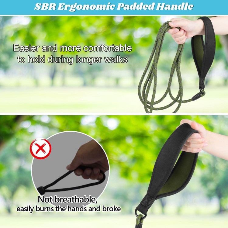 NTR Dog Leash for Large Dogs, 30FT Long Dog Leash with Swivel Hooks & Ergonomic Padded Handle, Detachable Bungee Training Lead for Walking, Hunting, Camping for Small Medium Large Dog