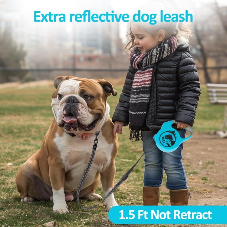 Retractable Dog Leash, 16 Ft Heavy Duty Reflective Nylon Tape Lead for Pets Up to 110 Lbs, Tangle Free Design One Touch Quick-Lock Braking System, Anti-Slip Handle