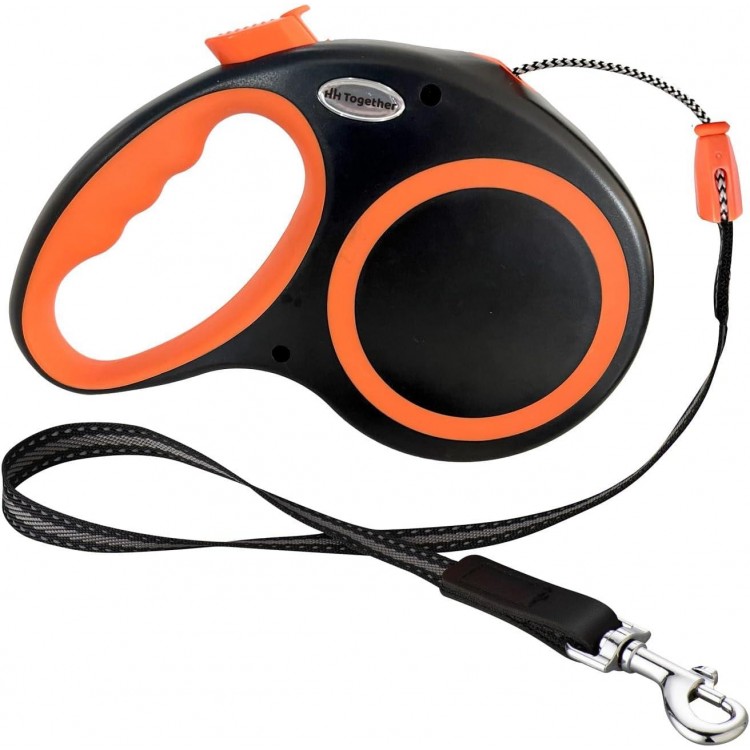 Retractable Dog Leash 30 FT, HH Together 360° Tangle-Free Leash for Medium Large Dogs up to 77 lbs, Heavy Duty, One-Handed Brake, Pause, Lock