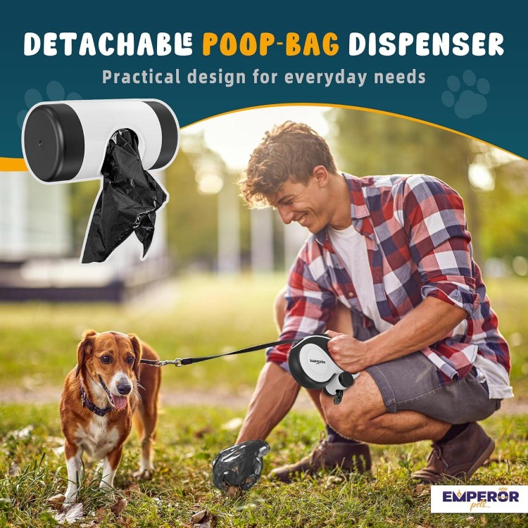 Emperor Pets 26 ft Retractable Dog Leash For Large Dogs - Up to 110lbs, Dog Leashes for Medium Dogs, Large Dog Leash Heavy Duty Dog Leash Retractable 26 ft, Dog Leashes for Large Breed Dogs -Aura BW26