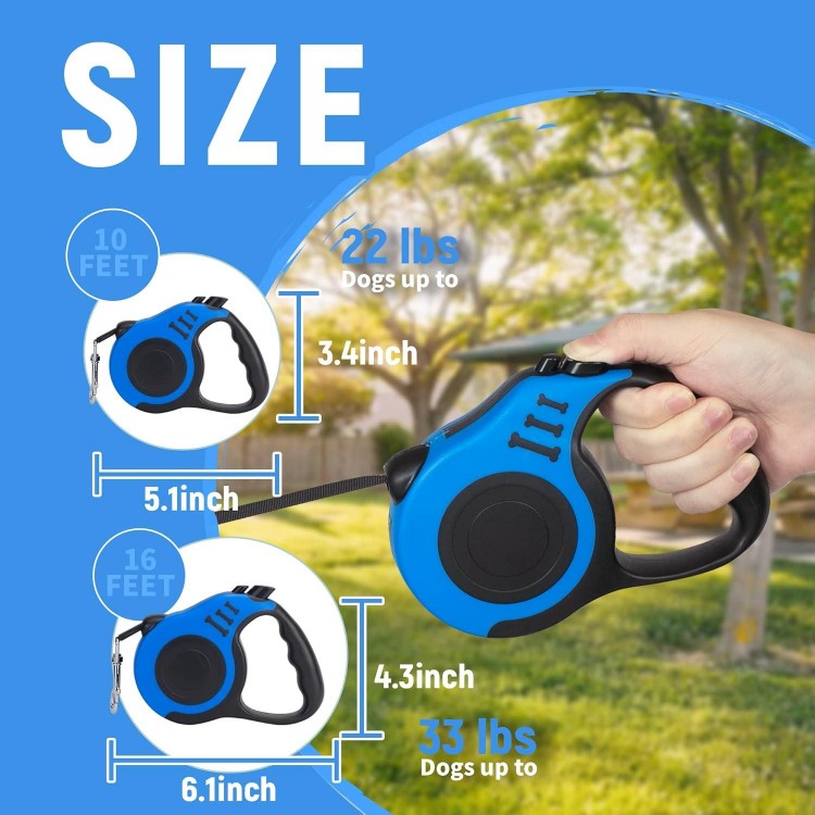 Retractable Dog Leash Automatic Telescopic Tractor Dog Tape, Pet Tape 10/16 FT Durable and Convenient, with Non-Slip Handle, Suitable for Small and Medium-Sized Dogs Blue