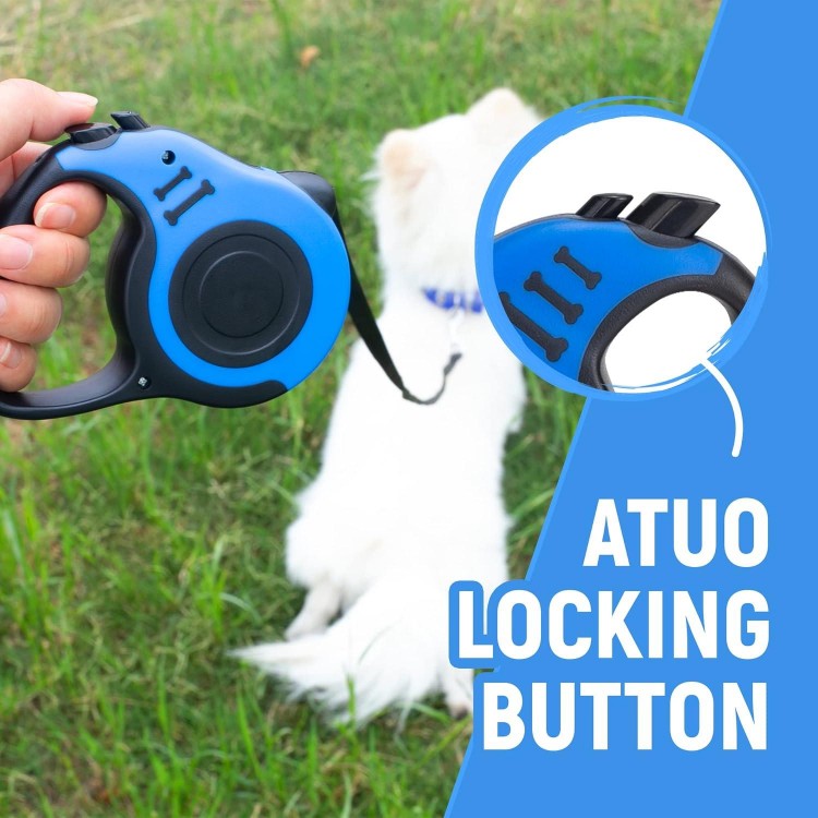 Retractable Dog Leash Automatic Telescopic Tractor Dog Tape, Pet Tape 10/16 FT Durable and Convenient, with Non-Slip Handle, Suitable for Small and Medium-Sized Dogs Blue