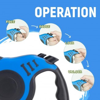 Retractable Dog Leash Automatic Telescopic Tractor Dog Tape, Pet Tape 10/16 FT Durable and Convenient, with Non-Slip Handle, Suitable for Small and Medium-Sized Dogs Blue