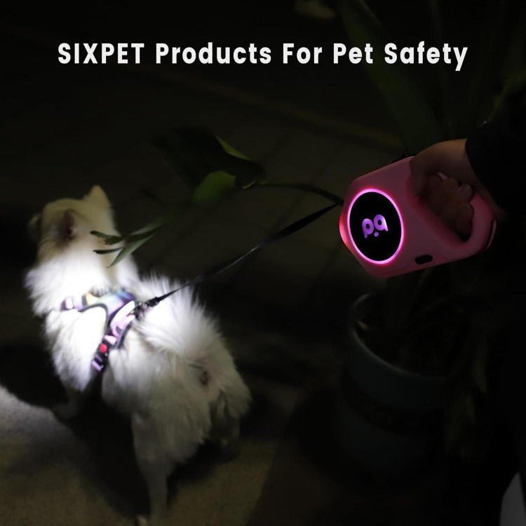 LED Retractable Dog Leash,Dog Leash Retractable with Flashlight,16 FT Heavy Dog Leash for Small Medium Large Dog,360° Tangle-Free,Ergonomic Comfort Handle,Type-C Charging,One-Button Lock… (Purple)