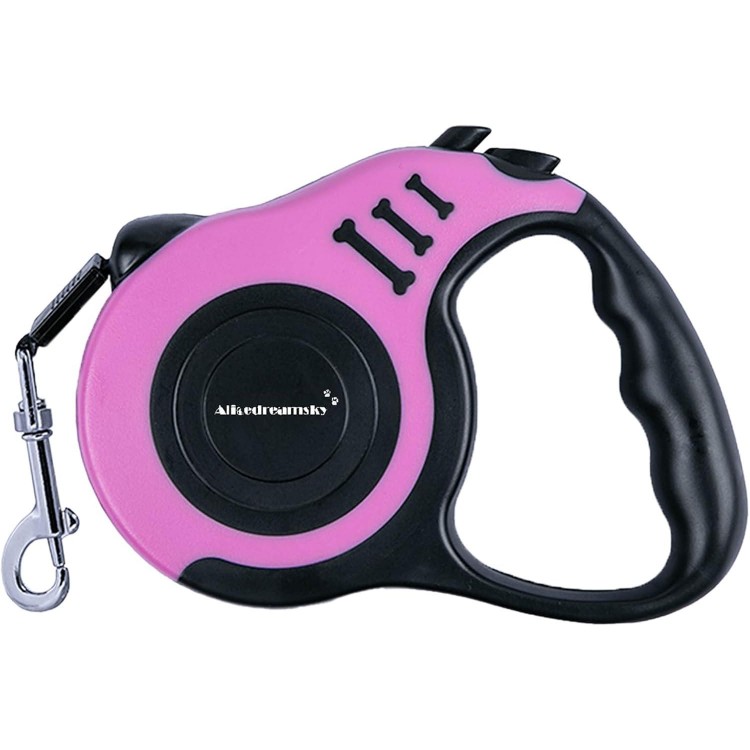 Retractable Dog Leash + Holder for Apple Airtag, 16 Feet Long Suitable for Small Medium Dogs up to 33lbs, Pink