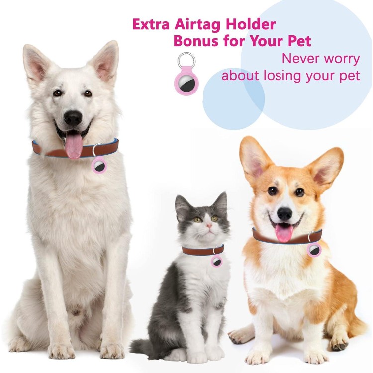 Retractable Dog Leash + Holder for Apple Airtag, 16 Feet Long Suitable for Small Medium Dogs up to 33lbs, Pink