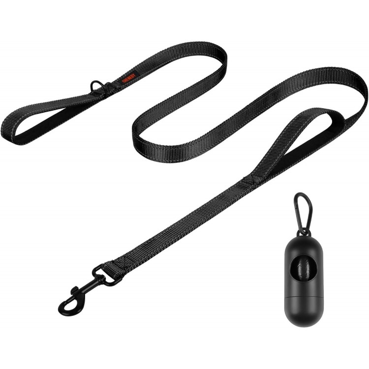 Dog Leash, Heavy Duty Dog Leash, Dog leashes for Large Dogs Heavy Duty Double Handle Dog Leash, Reflective Training Lead, Perfect for Medium to Large Dogs(6FTBlack.)